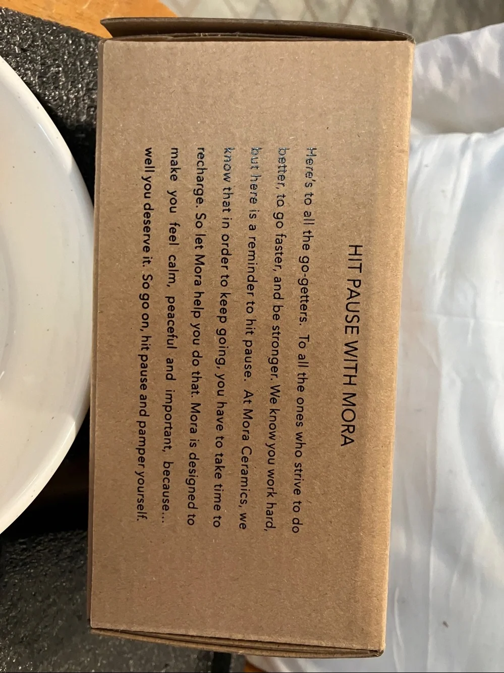 New.  Mora Ceramics tan n white dog bowl in perfect condition
